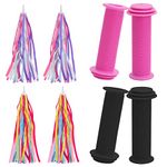 4 PCS Bike Handlebar Grips, 22 mm Kid Bicycle Grips Handlebar with 4 PCS Kids Bicycle Tassel Ribbon Soft Rubber Kids Bike Grips for Scooter Kids Bike Mountain Road Bike Boys Girls Bike (4 Colors)