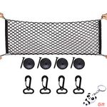 Sicai Cargo Nylon Net, 4 Hooks Car Trunk Universal Cargo Net Elastic Nylon Mesh Storage Organizer Car Net for Kids Luggage for SUV,Truck Bed or Trunk, Black