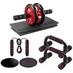 VINTEAM AB Roller Kit, 5-in-1 Wheel Rollers Set with Push-Up Bars, Jump Rope, Knee Pad, Core Sliders, Portable Fitness Equipment for Home & Gym Abdominal Core Exercise Strength Training Workout