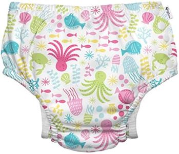 i play. Green Sprouts by Baby Toddler Girls' Snap Reusable Swim Diaper, White Sea Pals, 3 Years
