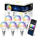 Aigostar Smart Bulb E14, Alexa Smart Bulbs, WiFi Light Bulb 6.5W RGBCW LED Colour Changing Light Bulb Compatible with Amazon Alexa and Google Home, Dimmable, No Hub Required, Energy Saving, 6 Pack
