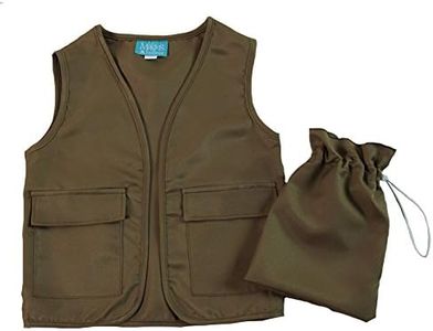 Boys Khaki Olive Brown Explorer Vest & Toy Bag Set Size 5-8 Years