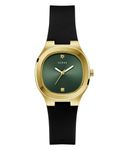 GUESS Silicone Women Green Analog Square Dial Watch- Gw0658L1, Black Band