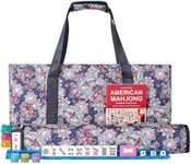 GUSTARIA American Mahjong Game Set, 166 White Tiles, 4 All-in-One Color Rack/Pushers, Complete Mahongg Tile Set, Printed Carrying Bag