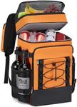 Cooler Backpack - 40 Cans Insulated Backpack Cooler for Men & Women, 2 Leak Proof Compartments Cooler Bag for Picnic, Lunch, Camping and Beach - Orange - MIYCOO