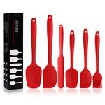 BINHAI Silicone Spatula Set - Red 6 Piece Non - Stick Rubber Spatula with Stainless Steel Core - Heat-Resistant Spatula Kitchen Utensils Set for Cooking, Baking and Mixing