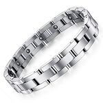 Feraco Magnetic Bracelets for Men Sleek Titanium Stainless Steel Health Magnetic Field Therapy Bracelet with Sizing Tool,Gifts for Men (Silver)