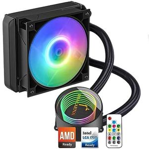 Dracaena AIO CPU Cooler, Color Change Remote, 120mm Radiator, ARGB PWM Fans Quiet Less Than 27DBA, Compatible with AMD AM5/AM4-Intel LGA 1700/1200/115X, Leakproof Technology, High Flow Pump, Black