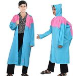 HACER Aqua Raincoat for 9 to 10 Years Old Kids Children Water Resistant Rainsuit Adjustable Hood Drawstring Hem Rainwear with Side Pockets (36, Random Colour)