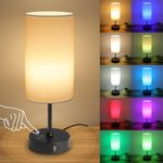 Unicozin Table Lamp,3 CCT 3000K/4500K/6500K & RGB Color Changing,Stepless Dimmable Touch Control Bedside Lamp for Reading,Ambience Nightstand Light for Home Decor Party,White Shade