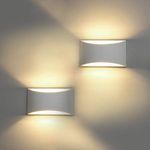 HYDONG LED Wall Lights 2 Pack Indoor Modern White Plaster Wall Wash Lights 7W Warm White LED Sconce Up and Down Wall Lamp for Living Room, Bedroom, Hallway (G9 LED Bulb Include)