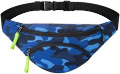 Choco Mocha Kids Fanny Pack for Boys, Toddler Belt Bag 2-4 4-6 Kid Waist Bag Outer for Little Boy age 6-9 8-12 Small Hip Pack (Camo-Blue)