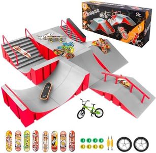 CS COSDDI Finger Skateboard Park Kits,Skateboard Finger Toys with 8 Finger Skateboards & 14 Skatepark Deck Ramp,1 Finger Bike for Boys or Girls Gift,Mini Finger Skateboards Ramp Accessories Set（red）