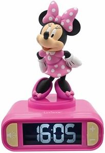 LEXIBOOK Disney, Minnie Nightlight Alarm Clock, Sounds and Melodies, LCD Backlit Screen, Luminous, Snooze, Pink, RL800MN