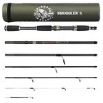 Rigged and Ready Smuggler 6 Travel Fishing Rod & Case. Compact medium length 7.3’ (215cm) rod, with 2 tips, for spin and general fishing. For fish up to 10lbs (5kg)