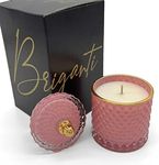 BRIGANTI Scented Soy Candle in Pink Glass Jar | Pomegranate Bliss - Aromatic Pomegranate with Tart Red Fruits, Long Lasting Soy Wax Candles with Natural Essential Oils, Non-Toxic Aromatherapy for Home