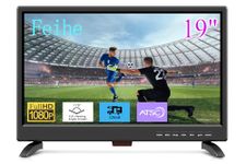 19 Inch LED Widescreen TV with Digital ATSC Tuners HDMI/VGA/RCA/USB, 19 Inch Flat Screen TV w/Built in Dual Speakers for Kitchen and RV Camper(No Smart Telesivion)