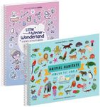 Animal Habitats Sticker + Coloring Book (500+ Stickers & 12 Scenes) + Christmas Sticker Book for Kids + Coloring Book (500+ Holiday Stickers & 12 Scenes) by Cupkin - Stocking Stuffer for Older Boys &