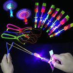 Pipihome Helicopter Shooters Toy, 20PCS Party Favours for Boys Girls Age 6+, LED Light Up Slingshot Toys Arrow Copters Toys, Party Bag Fillers for Kids Christmas Outdoor Gifts, Prizes for Classroom