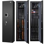 Langger V Biometric Rifle Gun Safe, Quick Access 5-Gun Large Fingerprint Shotgun Security Cabinet for Rifle Shotgun w/o Scopes with Pistol Lock Box,Removable Storage Shelf (New Biometric Safe)