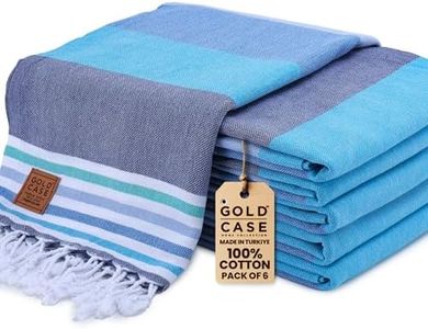 Gold CASE Turkish Beach Towel Set of 6 – 100% Cotton Large Turkish Bath Towels 70 x 38'' – LYCIA Oversized, Quick Dry & Sand Free Beach Towel – Lightweight Turkish Towels Set - Blue