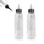 2pcs Hair Oil Applicator Bottle,Squeeze Oil Applicator Bottle,110ml Hair Dye Nozzle Bottle Hair Color Squeeze Bottle with Scale Ratio Measurement Refillable Empty Liquid Container for Salon Hair Care