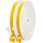 Weather Stripping Sealing Tape for Doors Windows, Self-Adhesive Draught Excluder Foam Tape, 6 mm (W) x 1.5 mm (D) / 20 m (L) Rubber Insulation Seal Tape for Doors Windows Gap Seal