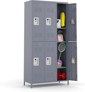 Yukimo Metal Lockers for Employee, Storage Locker Cabinet with 6 Doors Combination, Steel Locker Cabinet for Home, Office, School, Gym, Assembly Required(Dark Grey)
