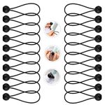 20 PCS Bungee Balls, Small Bungee Cords, Adjustable Tarpaulin Bungee Cords with Balls, Heavy Duty Tie-Down Elastic Cord for Tents, Flagpoles, Banners, Luggage (Black, 6 inches)