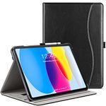 ZtotopCases for iPad 10th Generation Case 10.9 Inch 2022(A2696/A2757/A2777), Premium PU Leather Business Folio Stand Cover with Slot, Auto Wake/Sleep, Multi-Angles for iPad 10th Gen 10.9" Case, Black