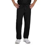 Landau Women's Essentials Unisex Relaxed Fit 1-Pocket Drawstring Scrub Pants 7602 Medical, Black, 3X-Large