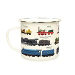 Gift Republic Train Enamel Mug, Outdoor Camping Mug, 500 ml Metal Coffee Cup Men's Gift, Trains