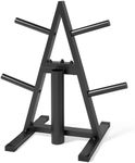 A-Frame Weight Plate Tree for 1" Olympic Plates - Holds 300 lbs, Dumbbell Rack and Home Gym Storage Stand - Organize Your Workout Area !