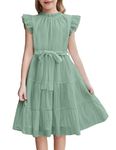 Arshiner Girls Wedding Guest Dress Tween Summer Boho Formal Ruffle Sleeve DressesSage Green Size 8