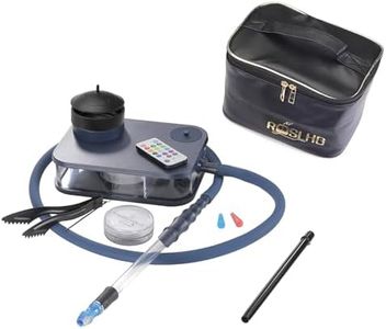 ROSLHG hookah, Matte blue portable hookah Set, Blue handle + metal handle, same color silicone bowl and hose + black knife holder + travel bag + travel cigarette holder and more