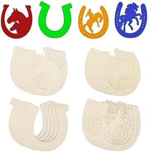 Stiesy 48 Pcs Unfinished Wood Horseshoe Cutouts for Crafts Christmas Cowboy Decor Western Party Decorative Wooden Pieces Blank Horseshoe Wood for Home DIY Handicraft