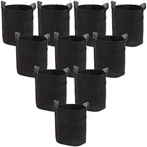 Sunnydaze 10-Pack of 2-Gallon Garden Grow Bags for Vegetables - Black 300 GSM Non-Woven Polypropylene Felt Fabric Flower Pots and Planters with Handles - Gardening Containers