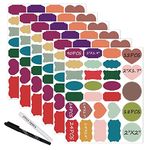 Nardo Visgo Colored Chalkboard Labels: 168 Premium Stickers + 2 Chalk Markers-Waterproof Removable Reusable Chalkboard Stickers,Perfect for Decorating Your Mason Jars Pantries Crafts and Offices