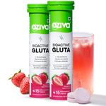 OZiva Bioactive Glutathione Tablets for Radiant Skin - 30 Effervescent Tablets (Pack of 2) | L-Glutathione, Hyaluronic Acid, Lycopene For Skin Glow & Anti-Pigmentation | Strawberry Swirl