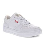 Levi's Womens Drive Lo Synthetic Leather Casual Lace Up Sneaker Shoe, White Mono, 8