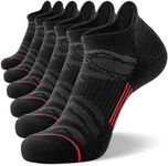 FITRELL 6 Pack Ankle Running Socks for Men and Women Low Cut Cushioned Athletic Sports No Show Socks, Shoe Size 7-9, Black+Red