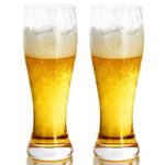 GLASKEY Crystal Beer Glasses Set of 2, 15.5oz Beer Pint Glasses with Thread of Screw,Craft Wheat Beer Glass,Premium Pilsner Glasses,IPA Bar Glasses,Classic Beer Cups,Great Gift Idea