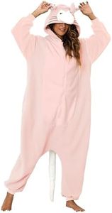 HOMWERRONT Adult Animal Onesie Pajamas Opossum Halloween Costumes Anime Cosplay pajamas Warm Sleepwear for Men Women Pink L