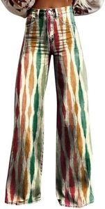 Flare Jeans for Women Vintage Wide Leg Boyfriend Baggy Stretchy High Waisted Trendy Denim Pants with Pockets Reds 3X-Large