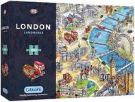 London Landmarks | 1000 Piece Jigsaw Puzzle | London Map Puzzle | Sustainable Puzzle for Adults | Premium 100% Recycled Board | Great Gift for Adults | Gibsons Games