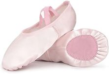 Soudittur Satin Ballet Slippers Girls Ballet Shoes Pink Split Sole Dance Flats Gymnastic Shoes for Children Kids/Women and Ladies (Size 7.5 UK Child)