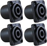 GLS Audio Speaker Jack Twist Lock 4 Pole Square (Rectangle) - Compatible with Neutrik Speakon NL4MP, NL4MPR, NL4FC, NL4FX, NLT4X, NL4 Series, NL2FC, NL2, Speak-On - 4 Pack