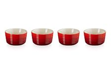 LE CREUSET Stoneware Set of 4 100ml Mini Round Ramekins, Cerise, 79109100600000
