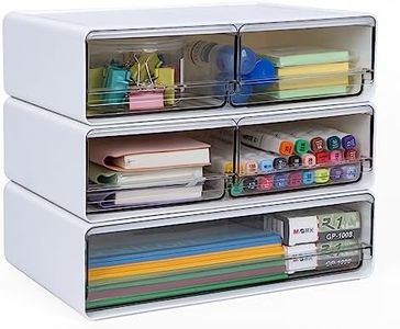 3PCS Desk Organiser Caddy, Stackable Office Drawer Organizers Plastic Desktop Storage Box for Stationery Supplies for Pencils Markers Erasers Pens Sticky Notes