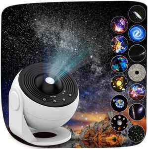 YunLone Home Planetarium Star Projector Galaxy Light Night Lights with 12Film Discs, Nebula/Moon/Celestial Galaxy Projector, 6500K Brightness, Zoom, Timer & Rotation Control, 3D Light Projector White
